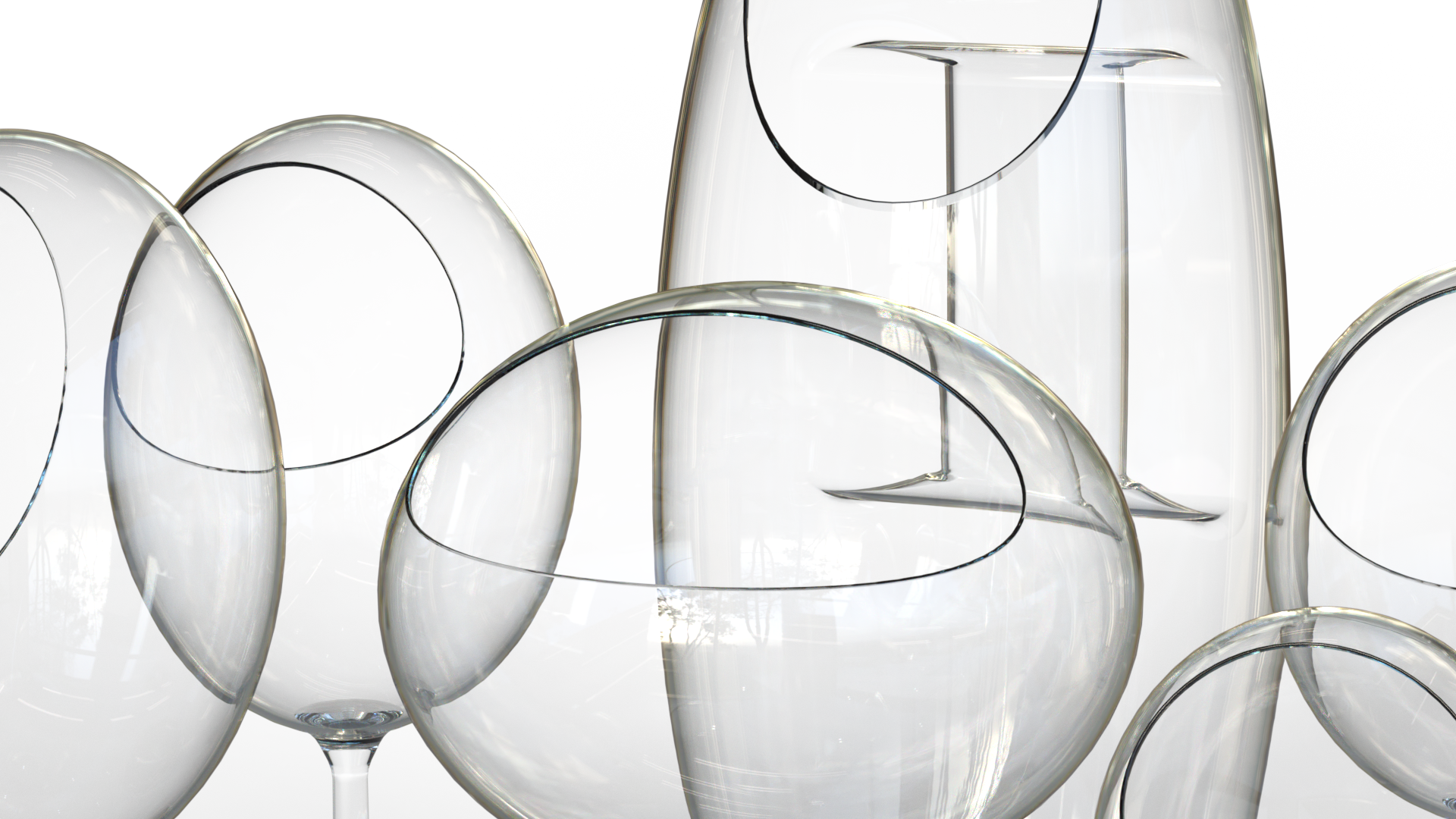 Producto Mobotech Design S.L conjunto de copas de cristal con la apertura lateral. Ejemplo de ingeniería y desarrollo de producto