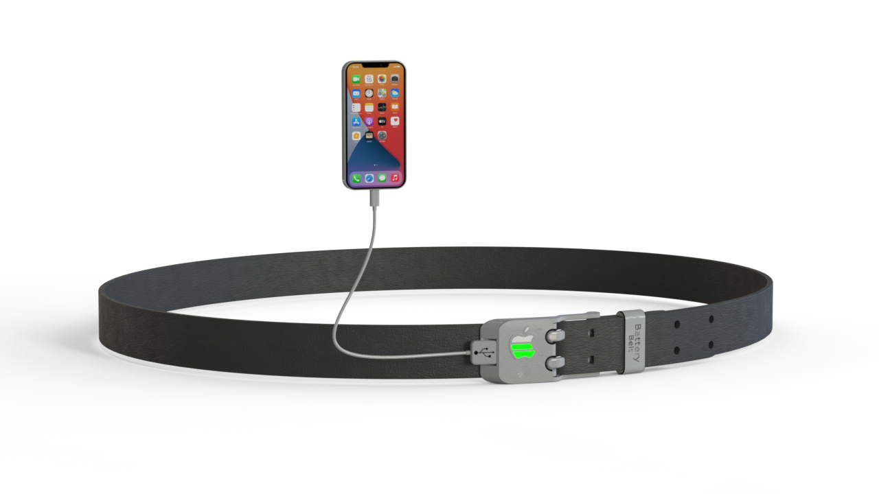 Producto Mobotech Design S.L cinturon tecnológico con cargador de teléfono incorporado. Ejemplo de ingeniería y desarrollo de producto